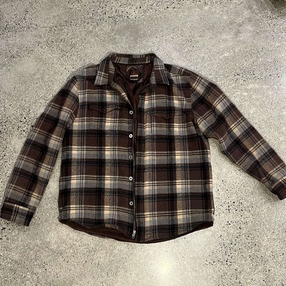 Prana zip up flannel jacket